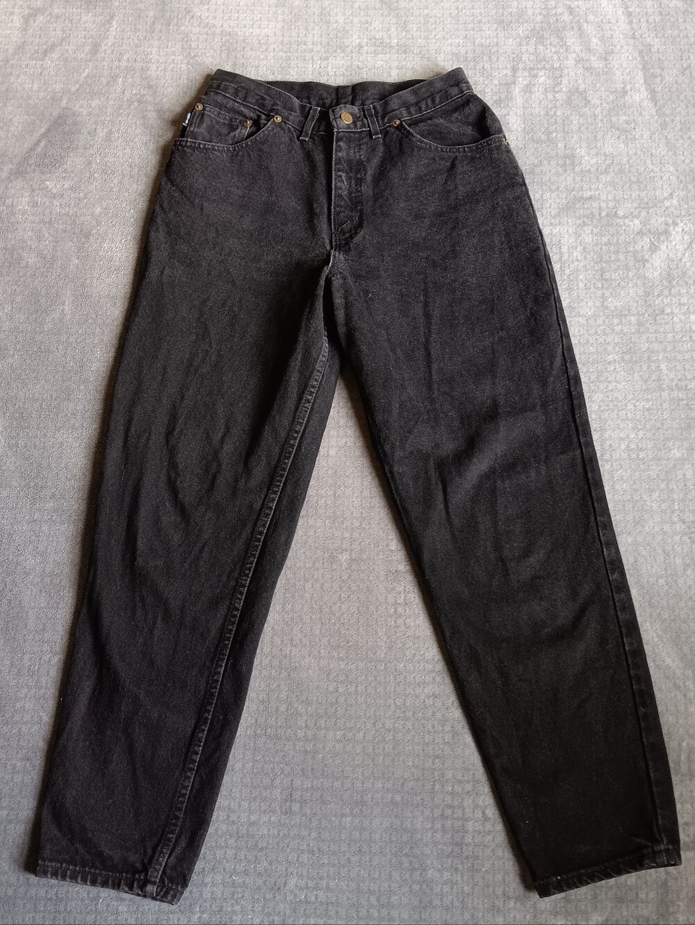 80s 90s Chic Faded Black Denim Mom Jeans, High Rise Vintage Pants, Medium? *Read